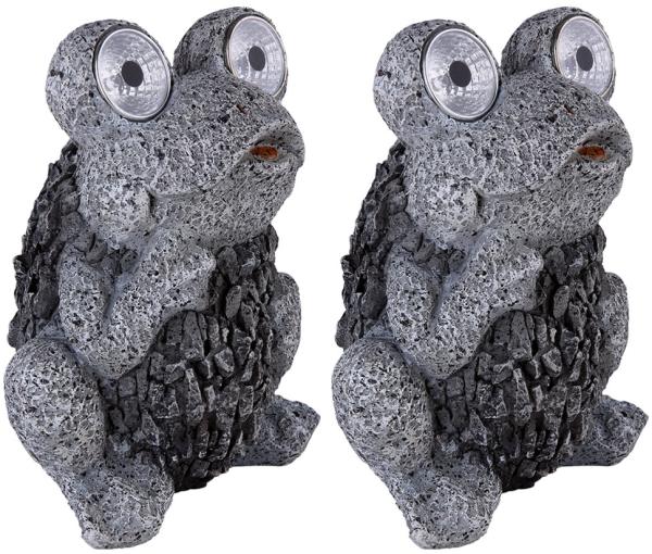 2er Set LED Solarleuchte, Frosch, grau, Höhe 21 cm
