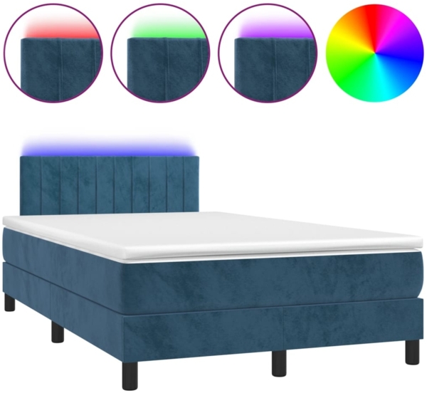 vidaXL Boxspringbett mit Matratze & LED Dunkelblau 120x190 cm Samt 3270169