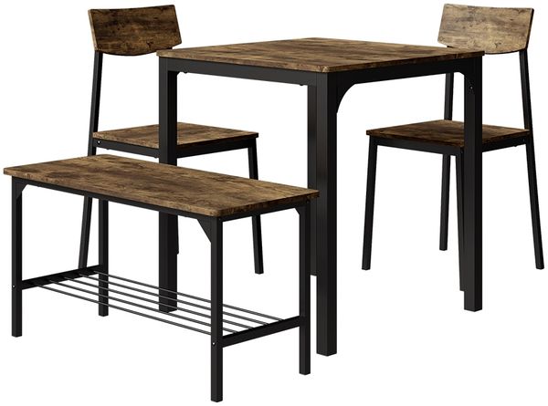Esstisch-Set Fyrk Schwarz/Eiche rustikal 70 x 70 cm 4 Teile Vicco