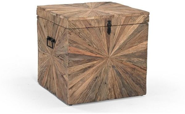 baario Sitztruhe Truhe MERID Altholz 45x45 cm, Sitztruhe massiv alte Holztruhe Vintage