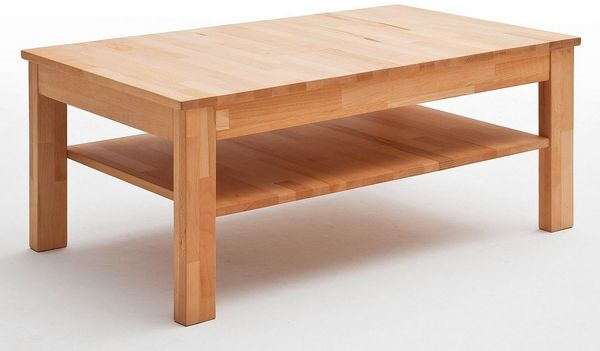 bv-vertrieb Couchtisch Couchtisch 104x62 cm Wohnzimmertisch mit Ablageplatte Kernbuche #3410