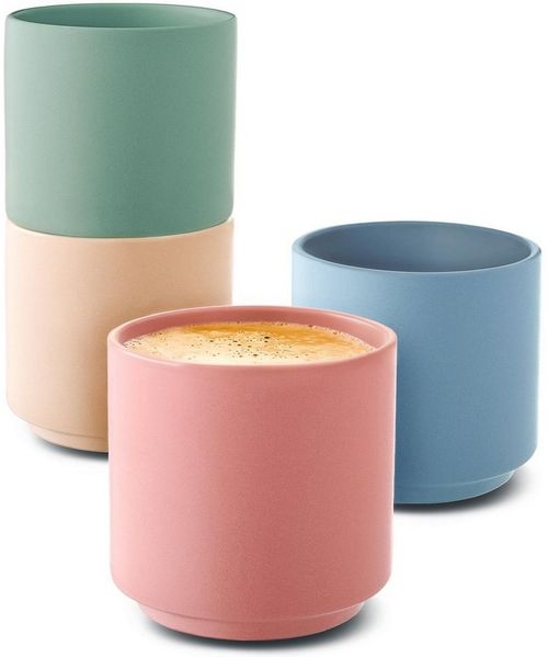 Cosumy Espressotasse Minimalistisch & Stapelbares Design - Hitzebeständig - Dickwandig, 4-tlg, Keramik, Minimalistisch & Stapelbares Design - Hitzebeständig - Dickwandig