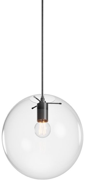 s.luce Orb Glaskugel Hängeleuchte Schwarz, Klar Ø 30cm