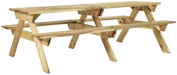 Gartentische, Picknicktisch mit Bänken 220 x 122 x 72 cm Kiefernholz Imprägniert