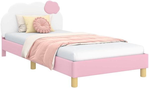 vidaXL Kinderbettgestell mit Kopfteil mit Kopfteil Rosa 90x200 cm PU 42011022