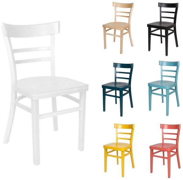einrichtungsdesign24 Küchenstuhl Küchenstuhl Laura farbiger Holzstuhl Esstisch Esszimmer Retro Vintage, Gestell Massivholz