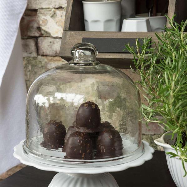 Ib Laursen - Tortenplatte auf Fuß Mynte Keramik Weiß 2079-11 Kuchenplatte Shabby Bild 3