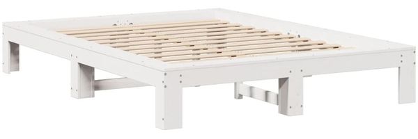 vidaXL Massivholzbett ohne Matratze Weiß 140x190 cm Kiefernholz 3308745 Bild 3