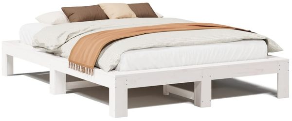 vidaXL Massivholzbett ohne Matratze Weiß 140x190 cm Kiefernholz 3308745 Bild 2