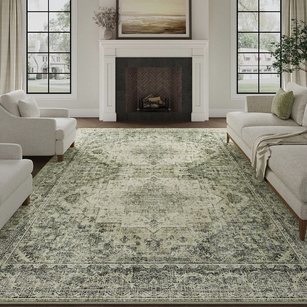 PURECOZY Teppich Moderner Boho-Stil, Kurzflor & Weich, waschbar & pflegeleicht, Rechteckig, Höhe: 6.1 mm, Rechteckig, geeignet für verschiedene Innenräume