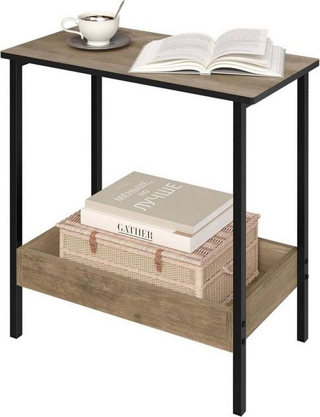Woltu Beistelltisch (1-St), mit 2 Ablagen, Couchtisch mit Stauraum 50x55x25cm