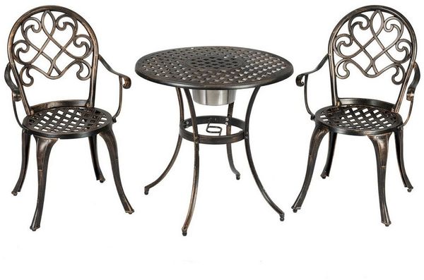 KOMFOTTEU Bistrostuhl 3 TLG. Bistro Set, aus Aluminiumguss