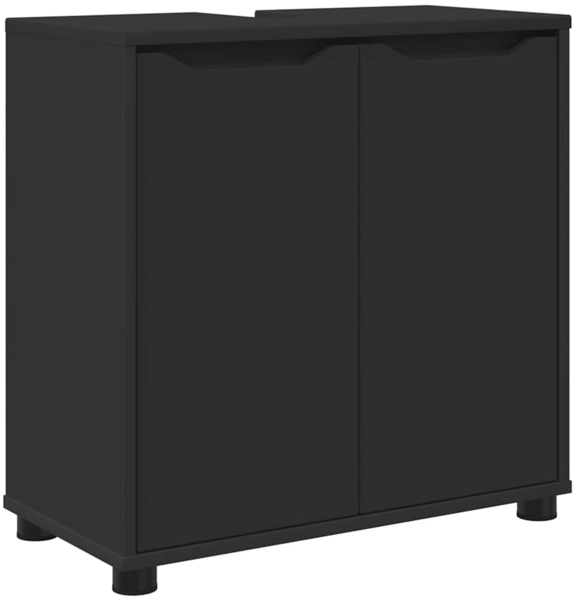 vidaXL Badezimmerwaschbecken-Schrank mit Regal Schwarz 60 x 30 x 60 cm 888748