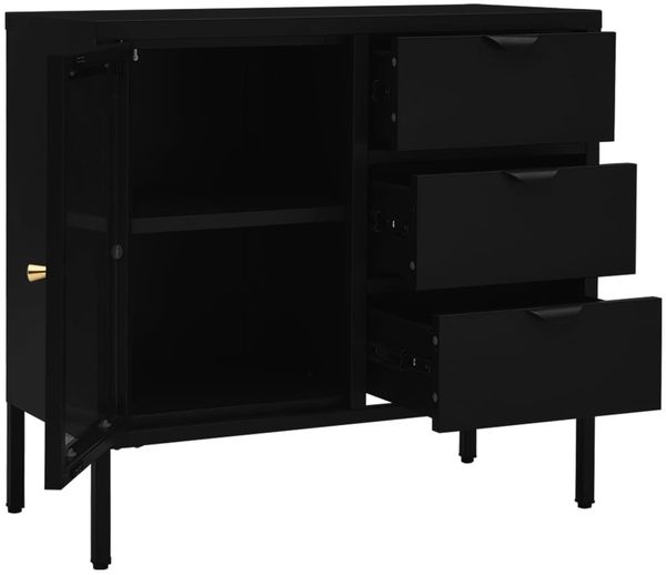 Sideboard, Kommode Schwarz 75x35x70 cm Stahl und Hartglas j2635p Bild 6