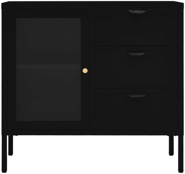 Sideboard, Kommode Schwarz 75x35x70 cm Stahl und Hartglas j2635p Bild 3