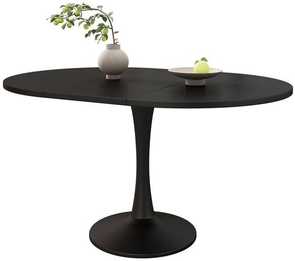 MODFU Esstisch Versenkbarer Tisch mit modernem, ovalem Design (Küchentisch, Stehtisch, Tisch, Wohnzimmertisch, 1-St, ovaler, schlichter Kaffee-Freizeittisch), 100/140 x 100 x 75 cm