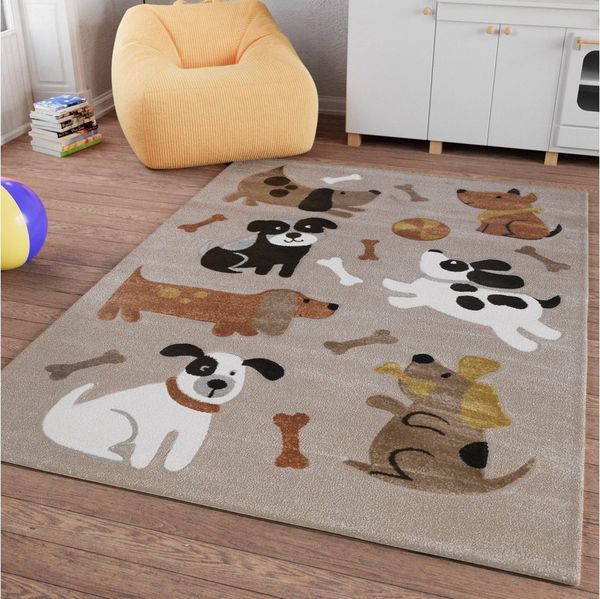 SMART KIDS Kinderteppich Rocky & Friends, rechteckig, Höhe: 10 mm, Moderner Spielteppich, strapazierfähig, pflegeleicht, Konturenschnitt