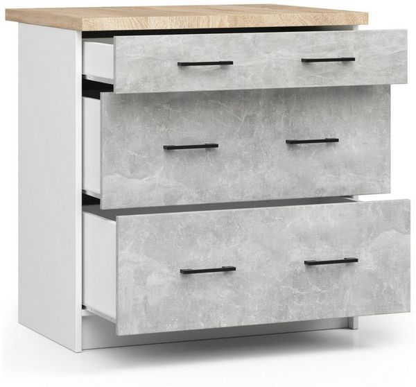 Raumhirsch Furniture Unterschrank Moderner Küchenunterschrank - 3 Schubladen - Küchenmodul (viele Farbvarianten, Maße 60 x 80 x 46 cm) - Hochwertig & stabil