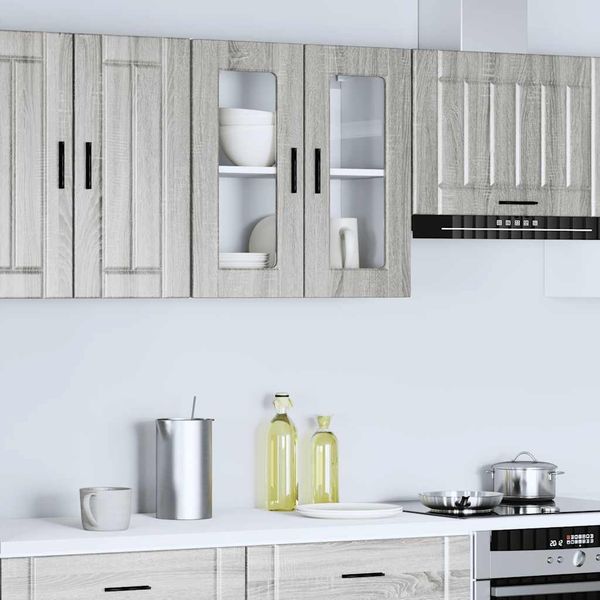vidaXL Küchen-Hängeschrank mit Glastür Porto Grau Sonoma 854153