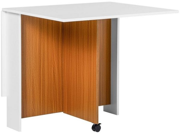 HOMCOM Klapptisch Esstisch Mobiler Schreibtisch mit klappbarer Arbeitsplatte (Küchentisch, 1-St, Esszimmertisch), für Küche Weiß