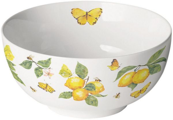Ambiente® Müslischale Fresh lemons, Porzellan, (1-tlg), Porzellan-Schüssel New Bone China Ø 14 Höhe 6,5cm Volumen ca. 0,4l