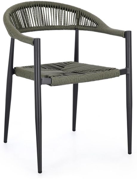 Gartenstuhl Aidnaja aus Aluminium, modernes Design, stapelbar, anthrazit grün, outdoor geeignet