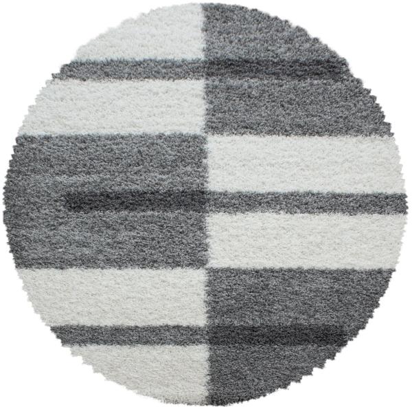 Hochflor Teppich Gianna rund - 80 cm Durchmesser - Hellgrau