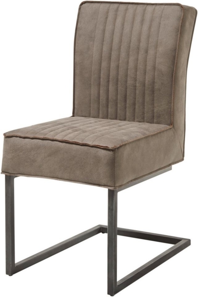 LINDA Schwingstuhl 2er Set mit schwarzem Metallgestell und Microfaser Bezug, Taupe - Bequemer Freischwinger Stuhl für Esszimmer & Küche - 47 x 92 x 70 cm (B/H/T)