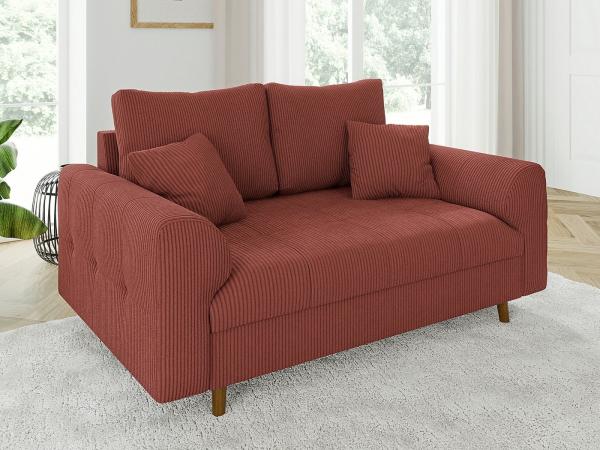 S-Style Möbel 2-Sitzer Sofa Zara mit Holzfüßen im skandinavischen Stil aus Cord-Stoff, mit Wellenfederung