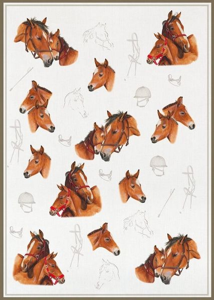 Kracht Geschirrtuch Pferde, (Set, 3-tlg, Set), 3er Pack Geschirrtücher (3 Stück), ca. 50 x 70 cm, Halbleinen bedruckt