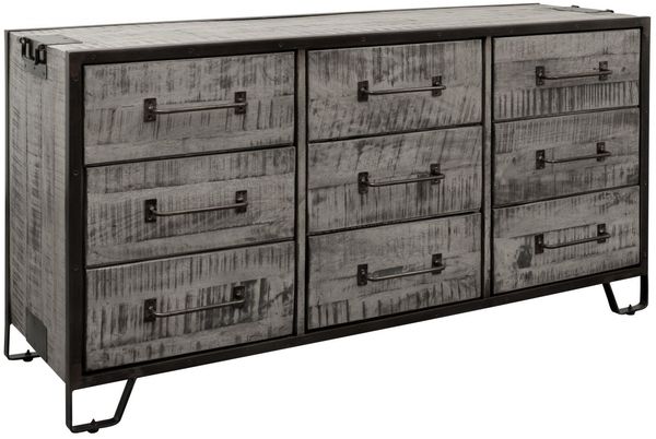 Sideboard Mango 150x45x80 grau lackiert HEAVY INDUSTRY #118