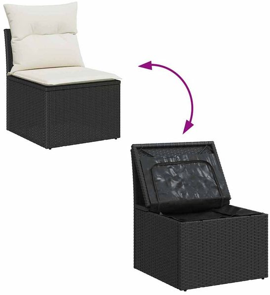 vidaXL Gartensofa-set mit Kissen 10 pcs Schwarz und Creme Poly-Rattan 3363635 Bild 10