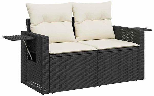 vidaXL Gartensofa-set mit Kissen 10 pcs Schwarz und Creme Poly-Rattan 3363635 Bild 6