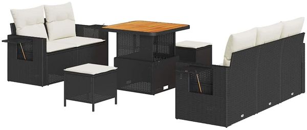vidaXL Gartensofa-set mit Kissen 10 pcs Schwarz und Creme Poly-Rattan 3363635 Bild 2