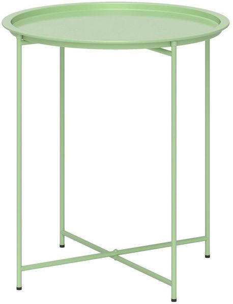 Outsunny Gartentisch Ø46x53 cm, Rund, wetterfest, mit klappbar Tischbeine (Beistelltisch, 1-St, klappbar Balkontisch), für Wohnzimmer, Büro, Outdoor, Indoor, Grün