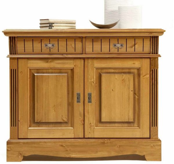 Casamia Sideboard Sideboard Anrichte Kommode Florenz 2 Schubladen 2 Türen Pinie Nordica