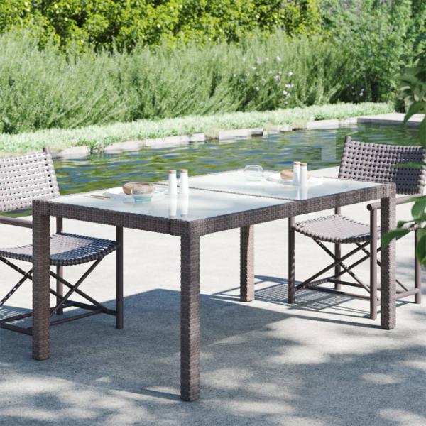 vidaXL Gartentisch 150x90x75 cm Gehärtetes Glas Poly Rattan Braun 316704