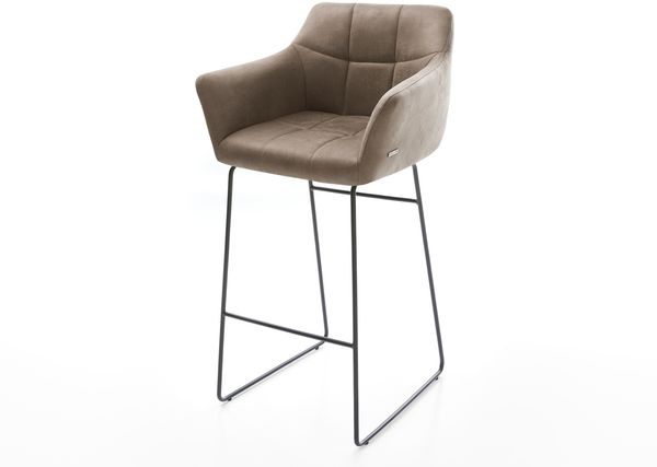Barstuhl Yulo-Flex Vintage Taupe Kufengestell Metall