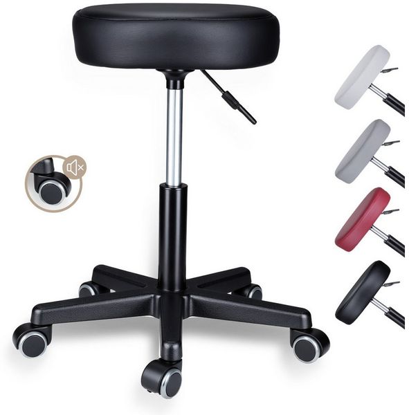 Zedelmaier Hocker Drehhocker Bürohocker Barhocker Arbeitshocker Polsterung, 44-58cm Höhenverstellbarer, 360°drehbar mit 5 Rollen
