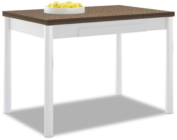 ASTIMESA Ausziehbarer Küchentisch, weiße Struktur, laminierte Oberfläche, dunkle Eiche, ideal für kleine Räume, 90x50 cm, ausziehbar 140x50 cm