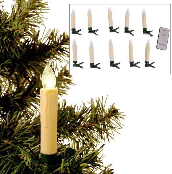 LED Weihnachtsbaumkerzen 10er-Set Christbaumkerzen kabellos Baumbeleuchtung