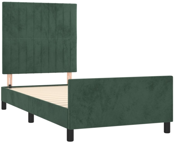 vidaXL Bettgestell mit Kopfteil Dunkelgrün 100x200 cm Samt [3125864] Bild 3