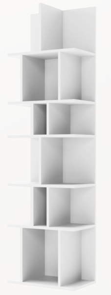 Selsey 'Bemmi' Wand- und Standregal mit asymmetrischen Fächern, Weiß, 180 × 50 cm