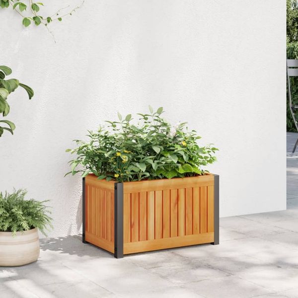 vidaXL Pflanzkübel 45x30x27,5 cm Massivholz Akazie und Stahl 367613