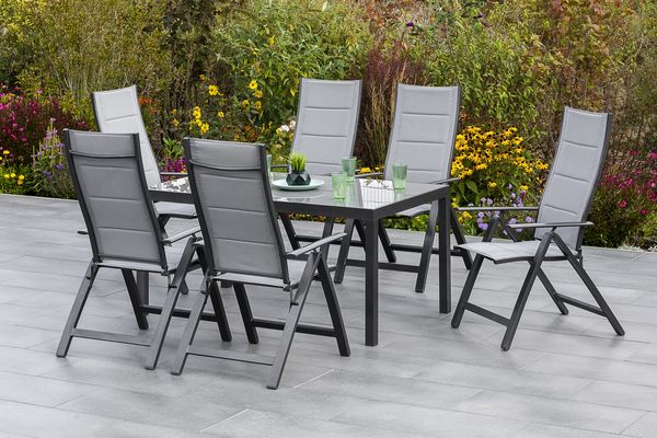 Florenz Gartenmöbel Set 7tlg, 150 x 80 cm