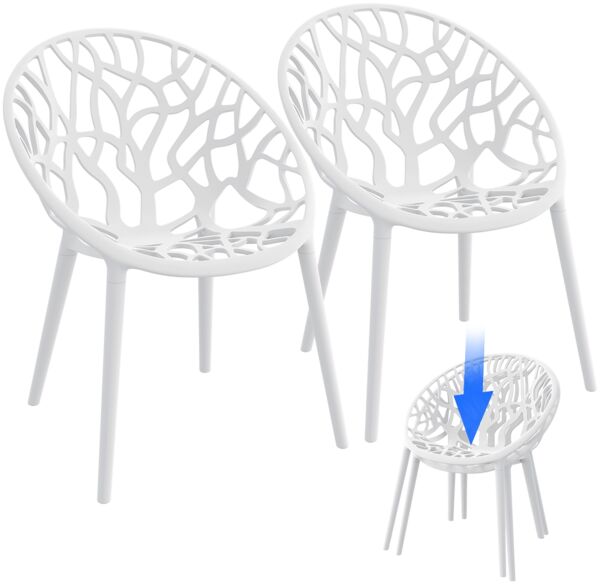 STEELSØN 'Quanta' Gartenstuhl, weiß, Kunststoff, wetterfest und UV-beständig, Balkonstuhl stapelbar, bis 120 kg belastbar, 2er Set