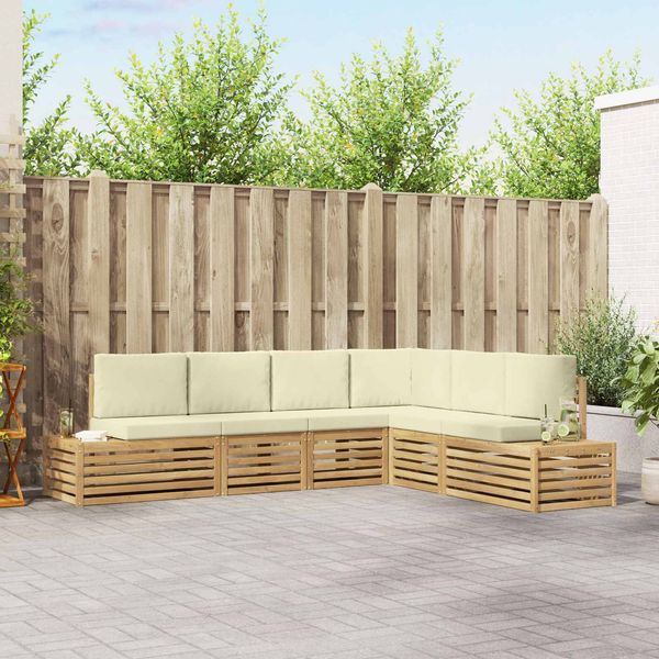 vidaXL Outdoor-Sofagarnitur Weiß 273 x 213,5 x 73 cm Polyester 3392475