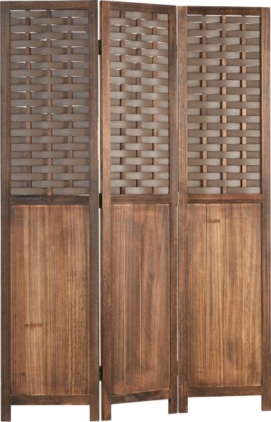 Paravent Raumteiler 3 teilig Holz Trennwand Rattan Optik Sichtschutz Braun