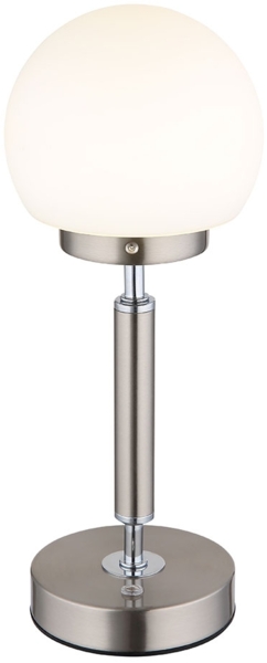 LED Tischleuchte silber, Touchdimmer, Akku, H 28,5 cm