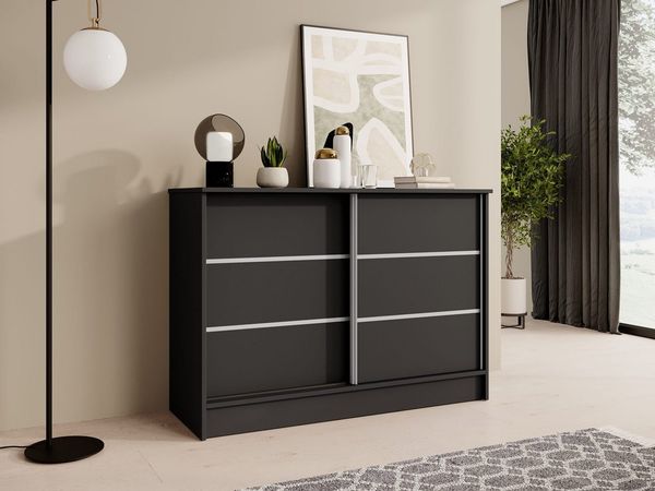 Beautysofa Kommode MIRELA mit 2 Schiebetüren (in 100 cm, 120 cm oder 160 cm, verschiedene Farben), mit dekorativen Sprossen